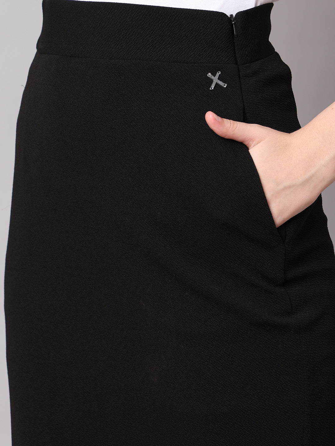 Exude Statement Piece Long Black Skirt with Side Slit