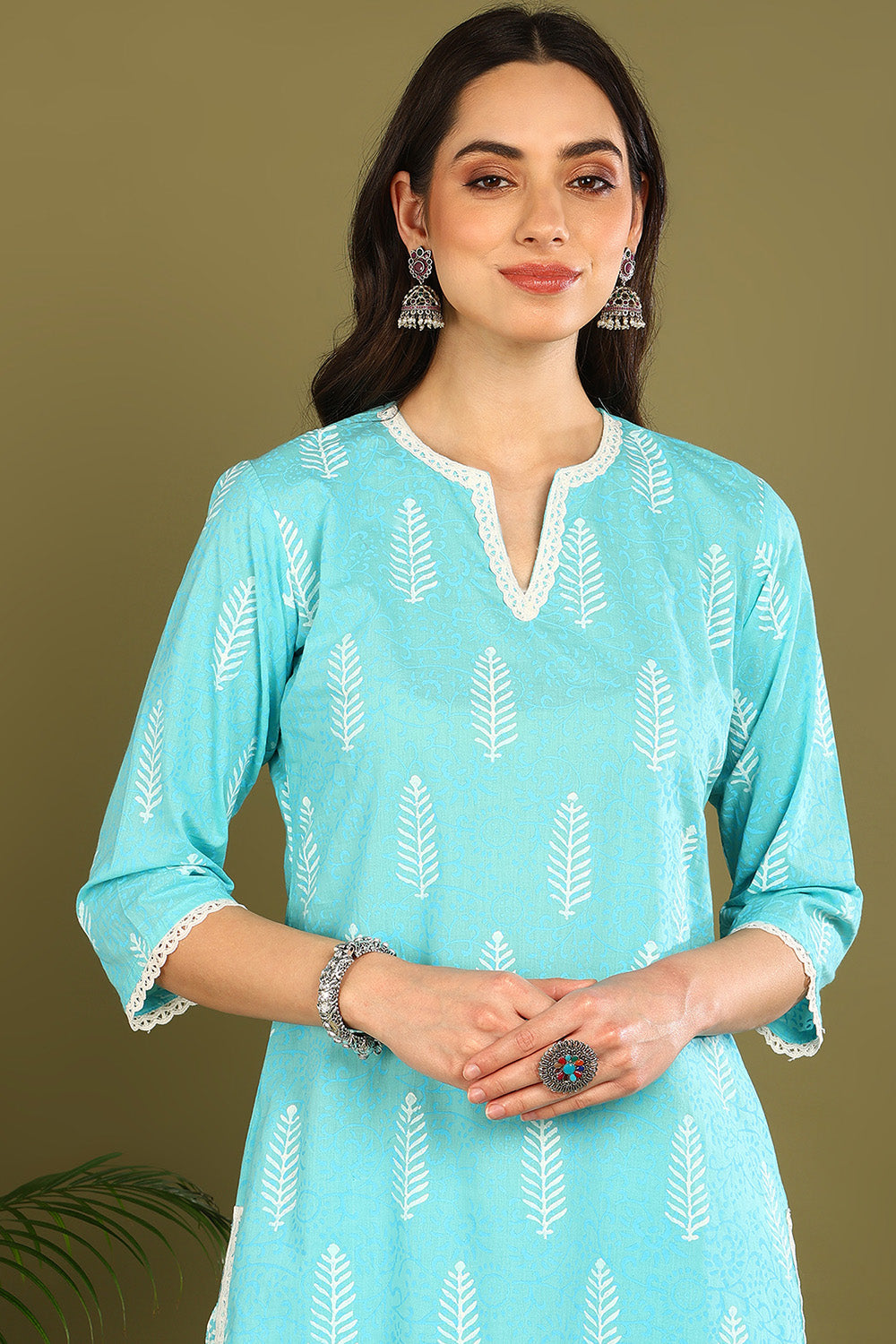 Blue-White Khari Kurta (Set of 2)