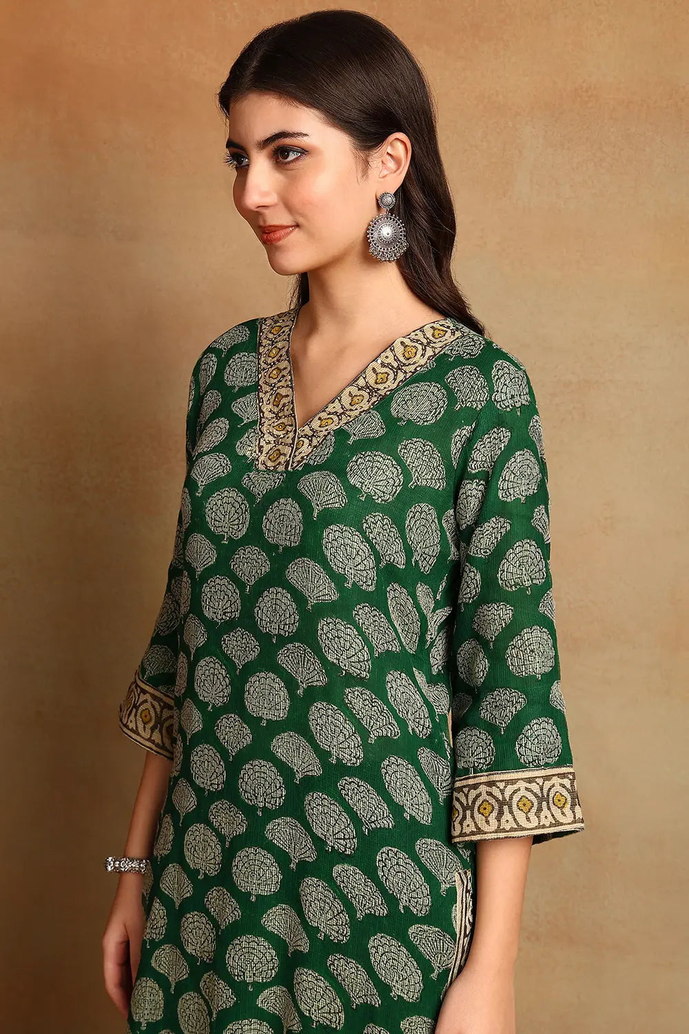 Green Kota Doria Kurta