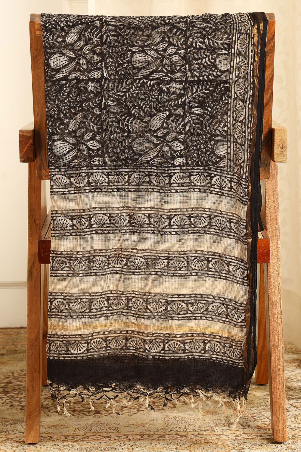 Black-Cream Bagru Kota Doria Dupatta