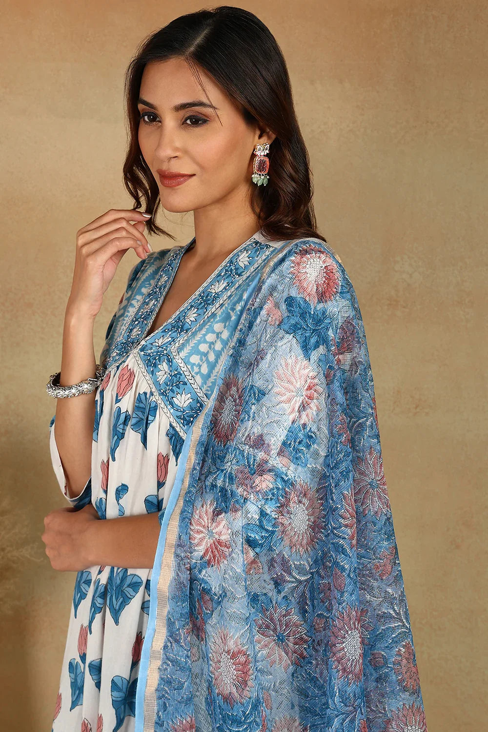 Blue Kota Doria Dupatta