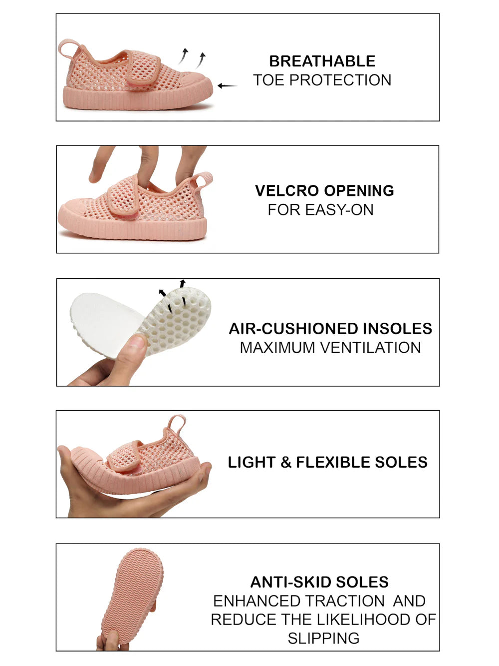 AIRY Toddlers's First Step Breathable Shoes - Peach (Unisex)