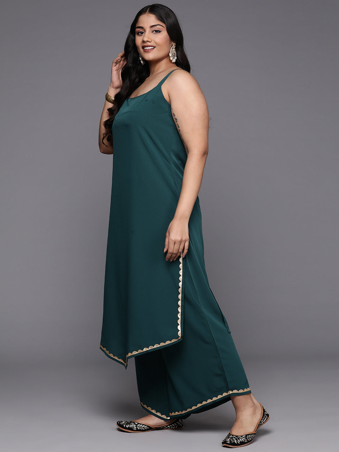 Plus Size Gotta Patti Kurta with Palazzos & Dupatta