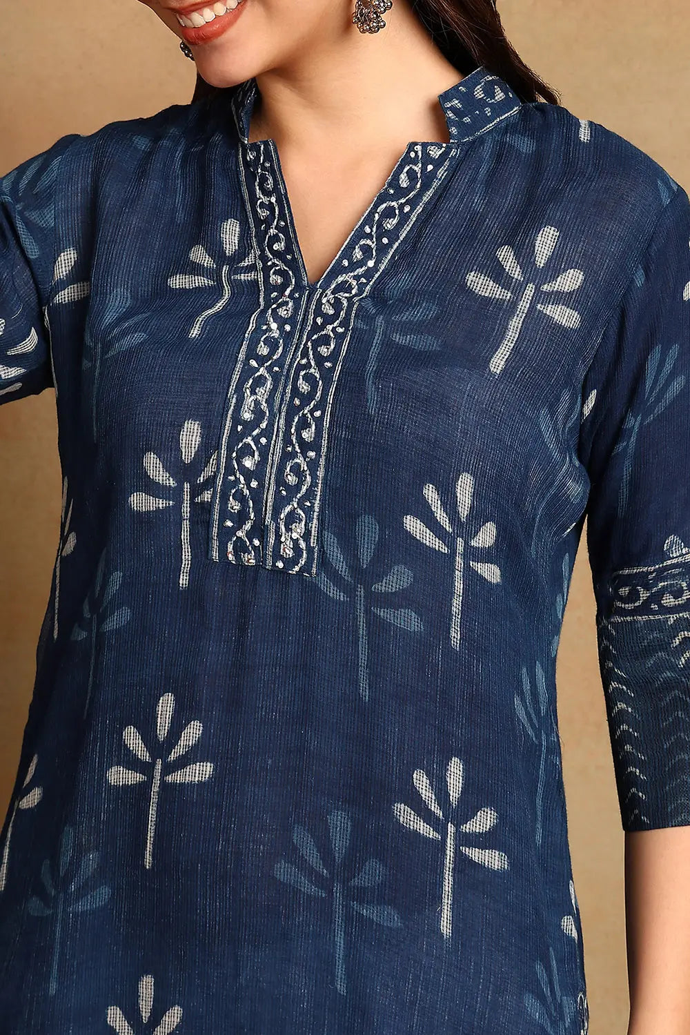 Indigo Blue Kota Doria Kurta