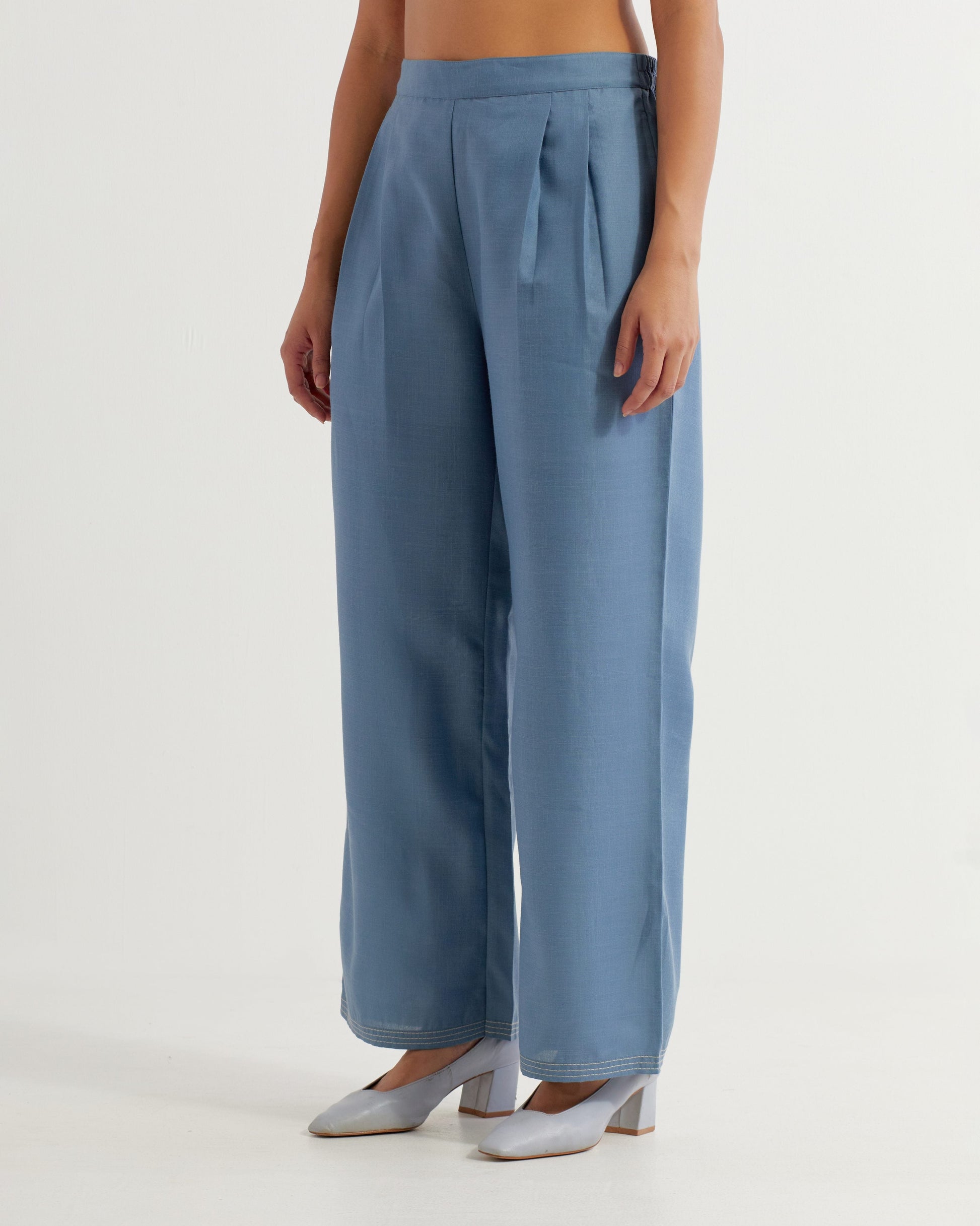 Blue Collared Co-ord Set (Set of 2)- IC