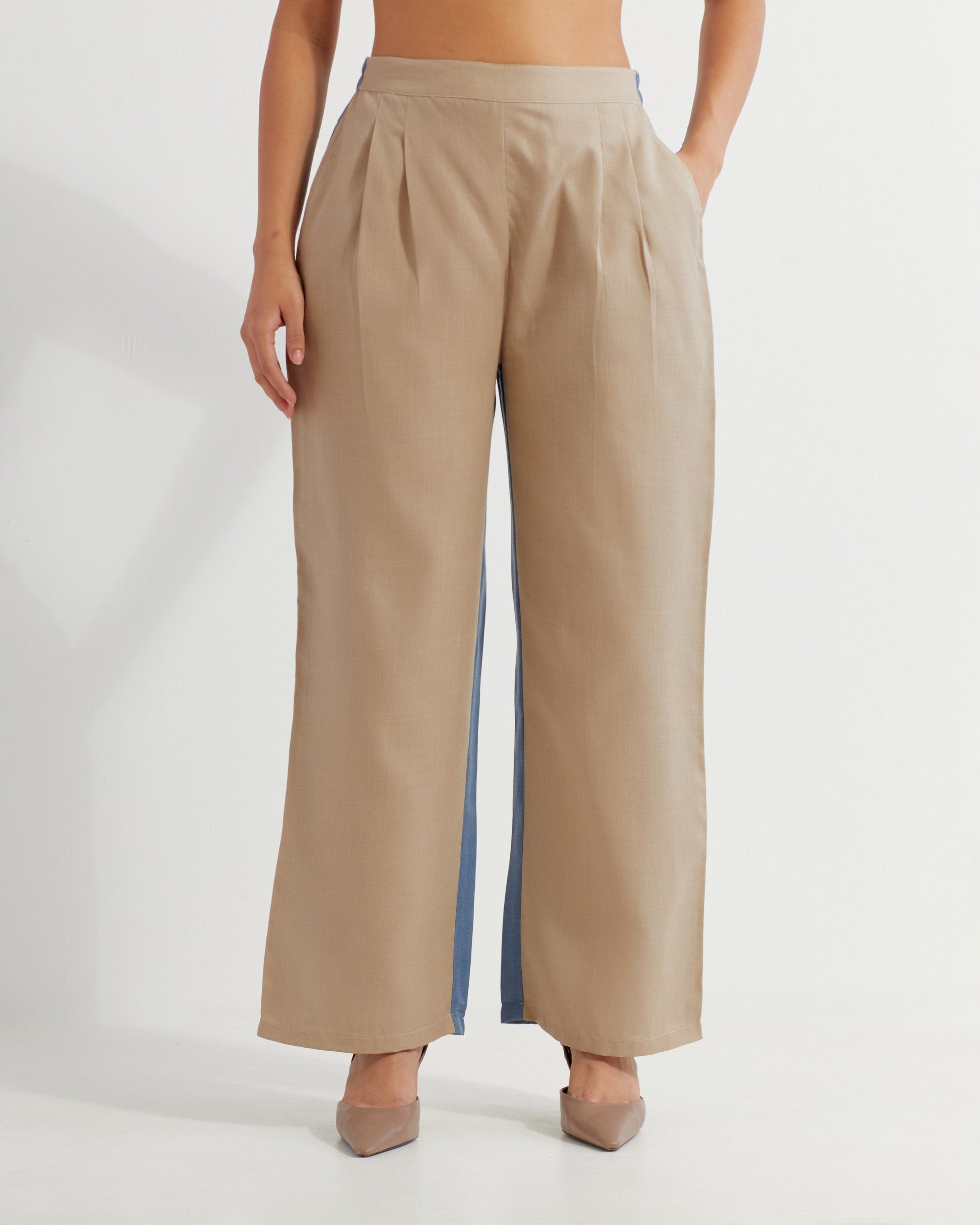 Beige/Blue Caroline Co-ord Set (Set of 2)- IC