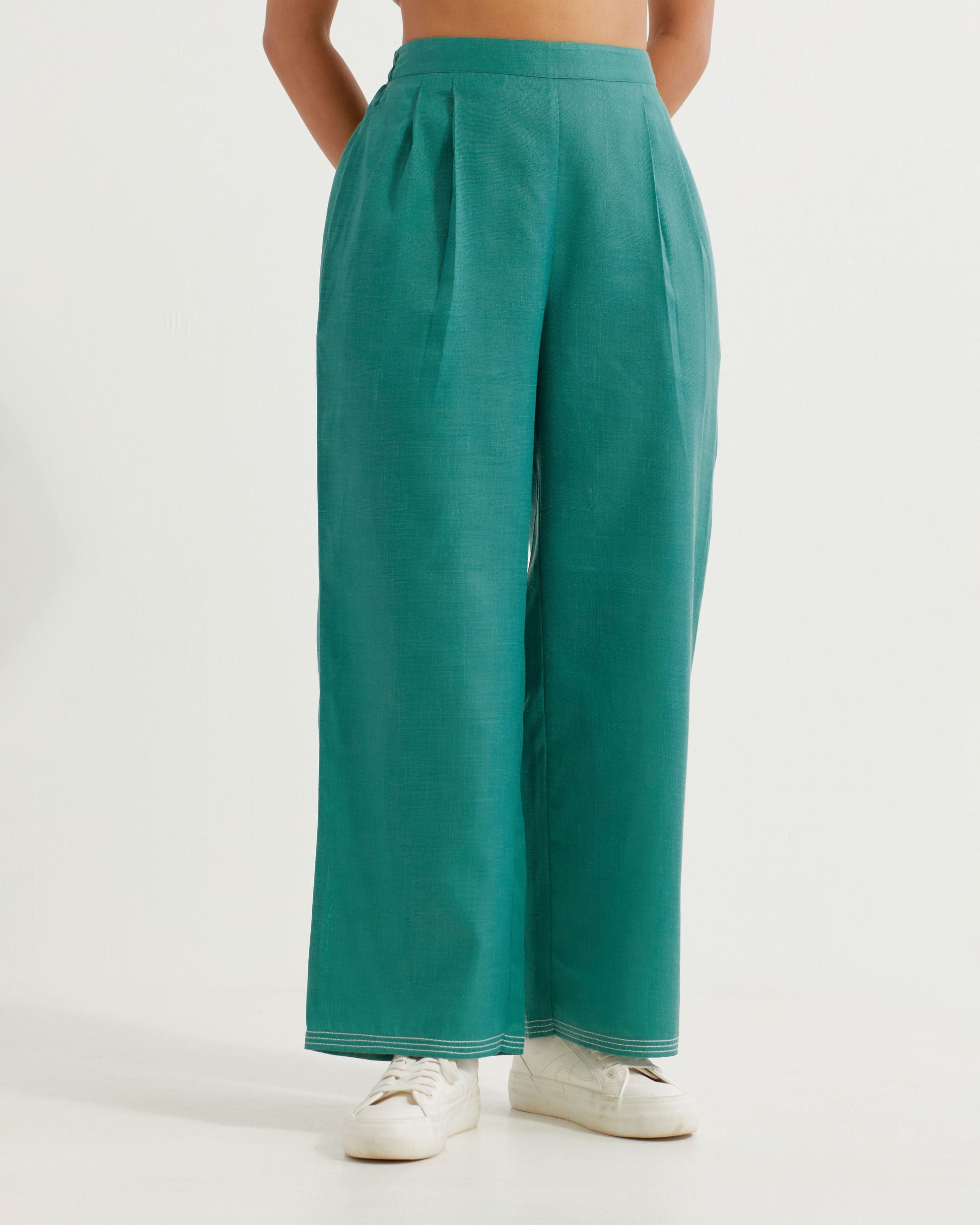 Green Collared Co-ord Set (Set of 2)- IC