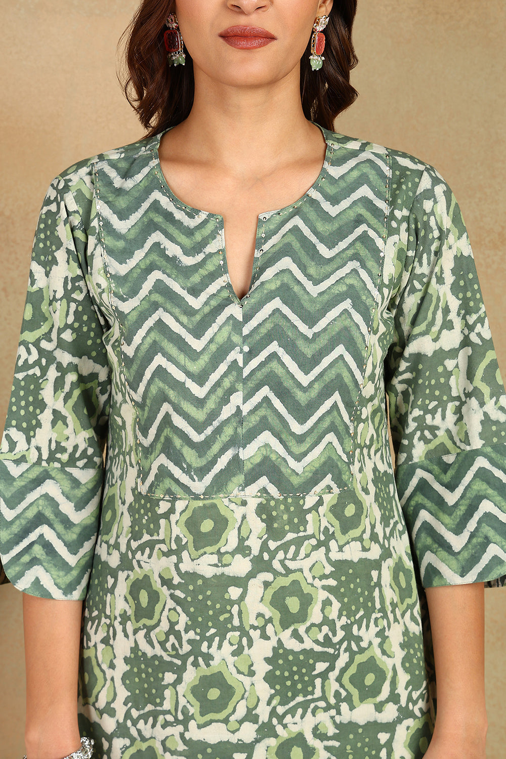 Bottle Green Hand Block Bagru Printed Co-ord Set