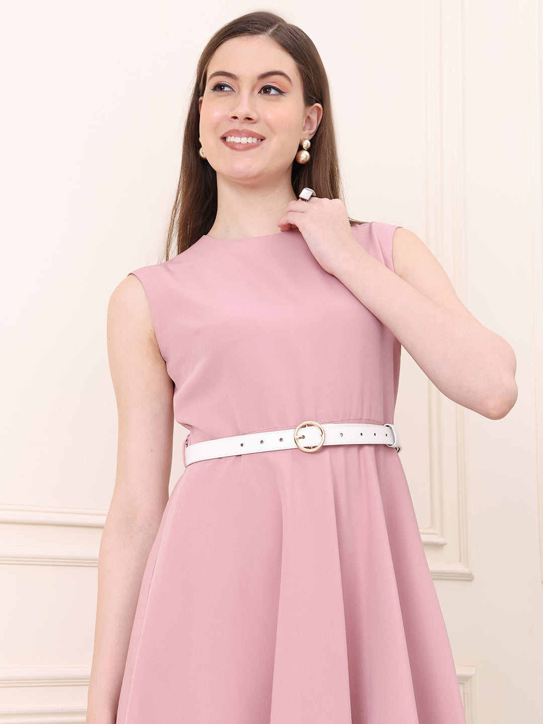 Exude Warmth Fit & Flare Dress with Belt