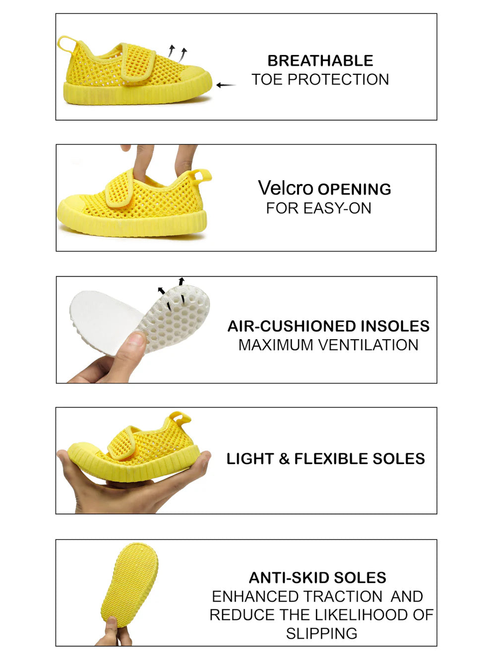 AIRY Toddlers's First Step Breathable Shoes - Yellow (Unisex)