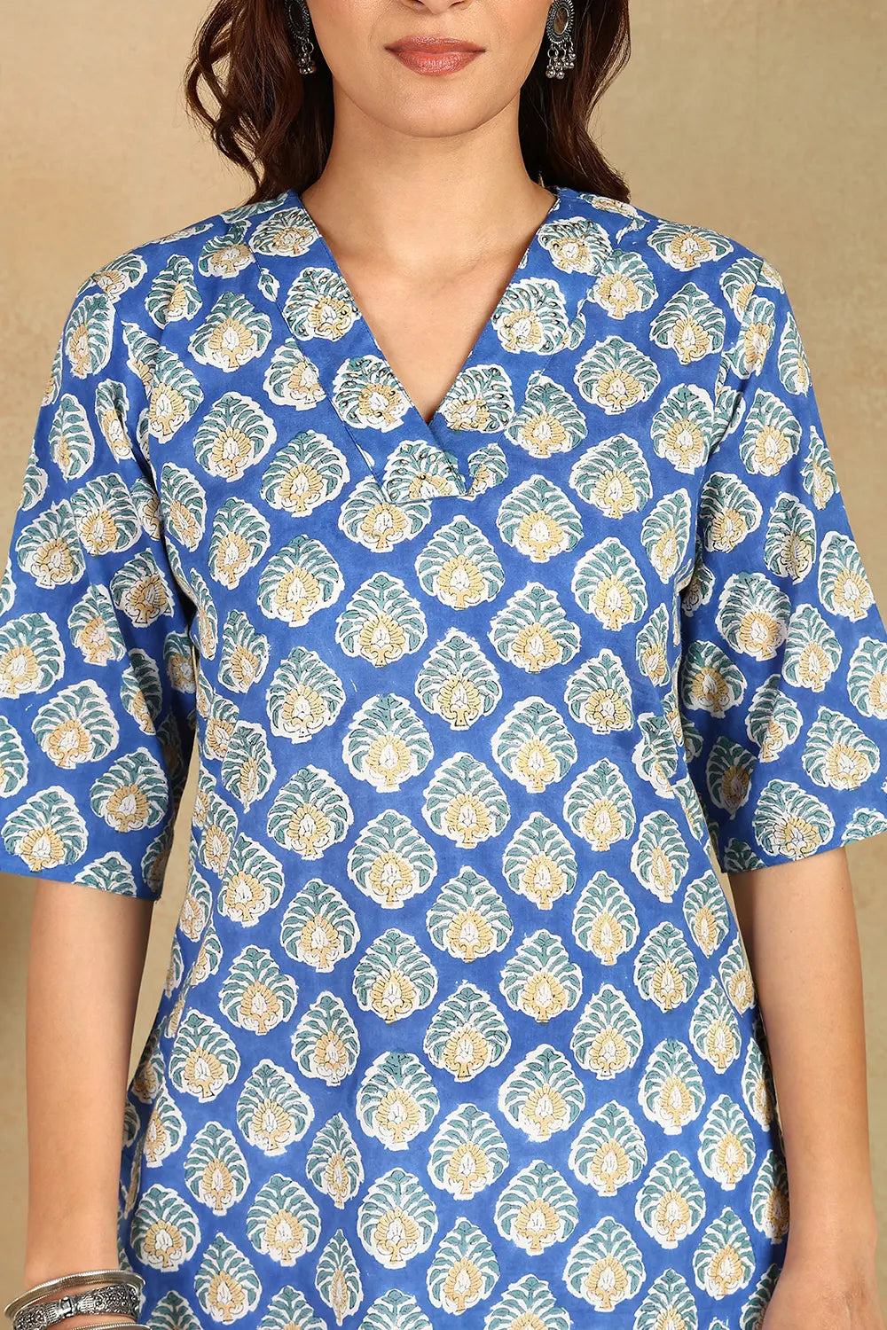 Blue Sanganeri Short Kurta