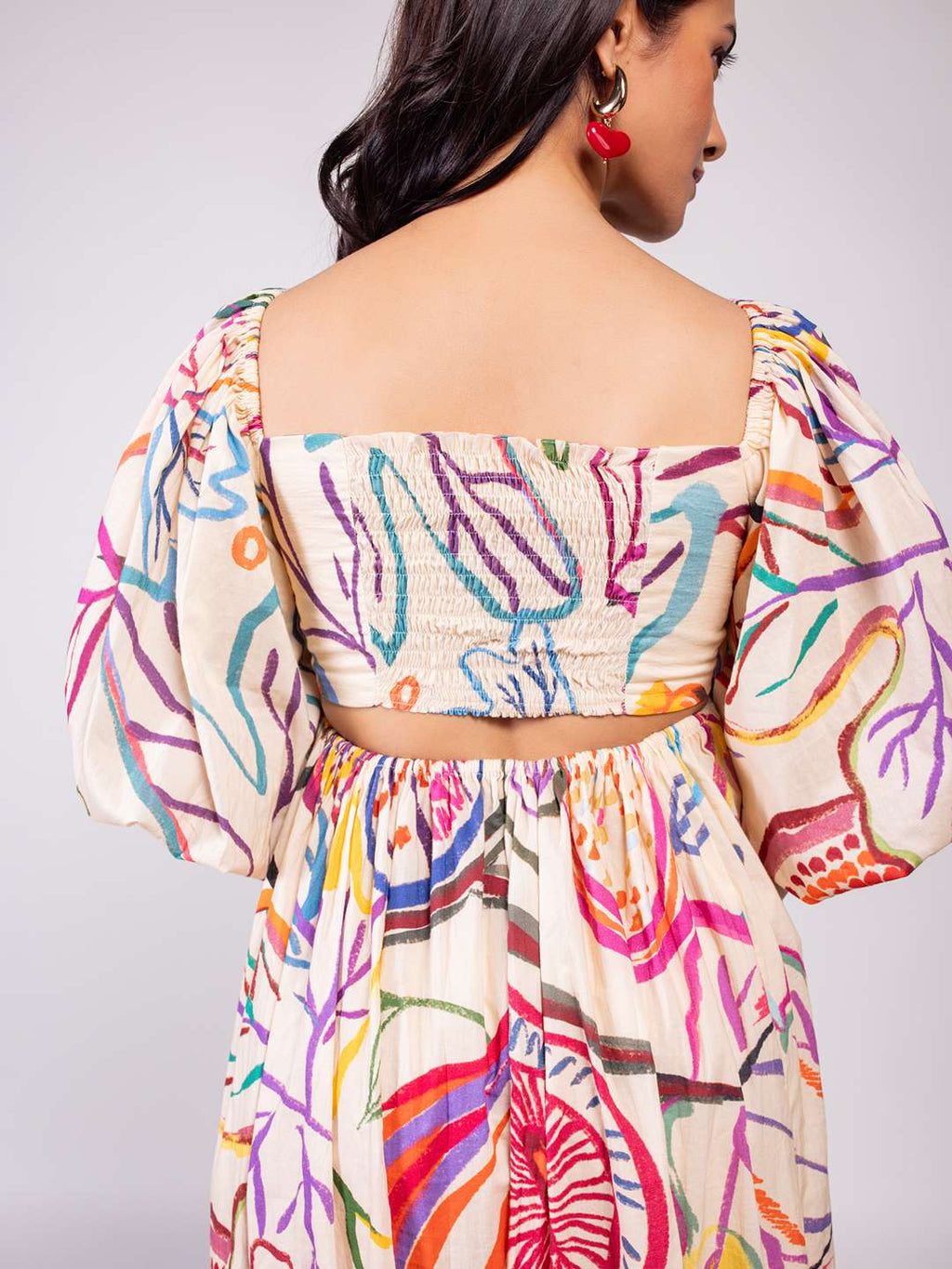 Fig Printed Scallop Maxi Dress