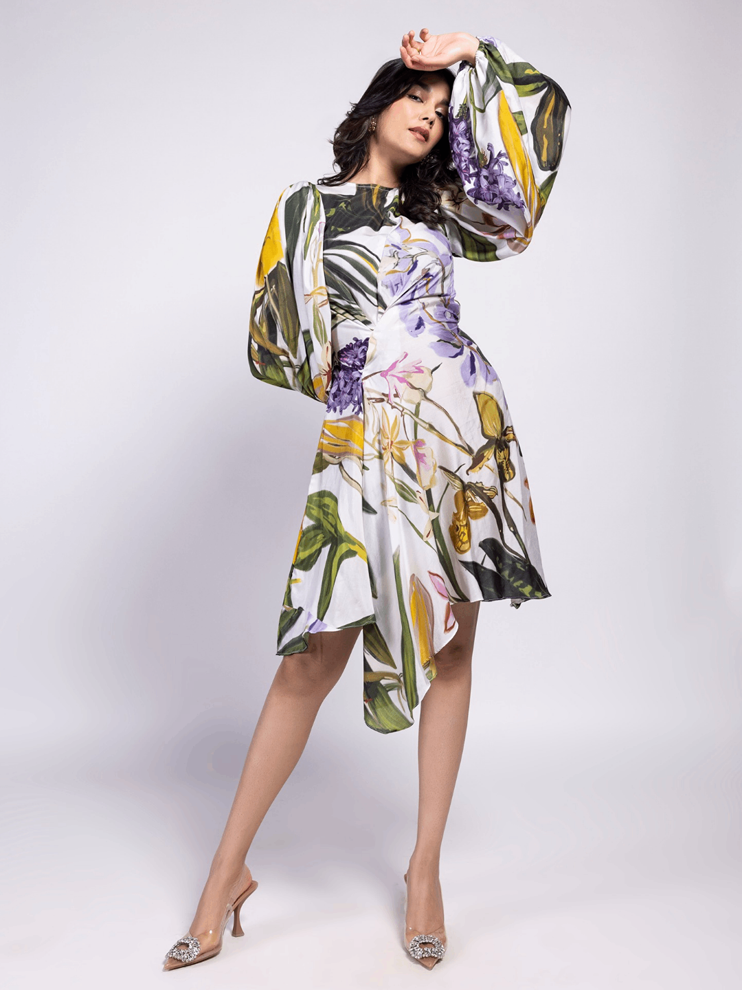 Juniper Printed Asymmetrical Midi Dress