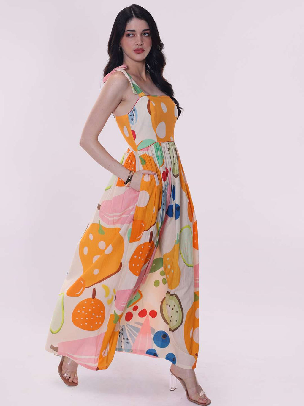 Berry Printed Strappy Dress
