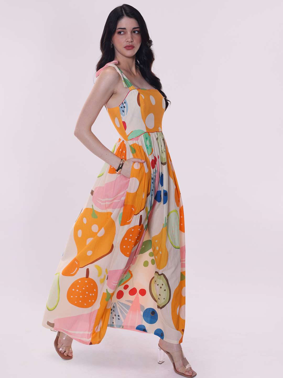 Berry Printed Strappy Dress