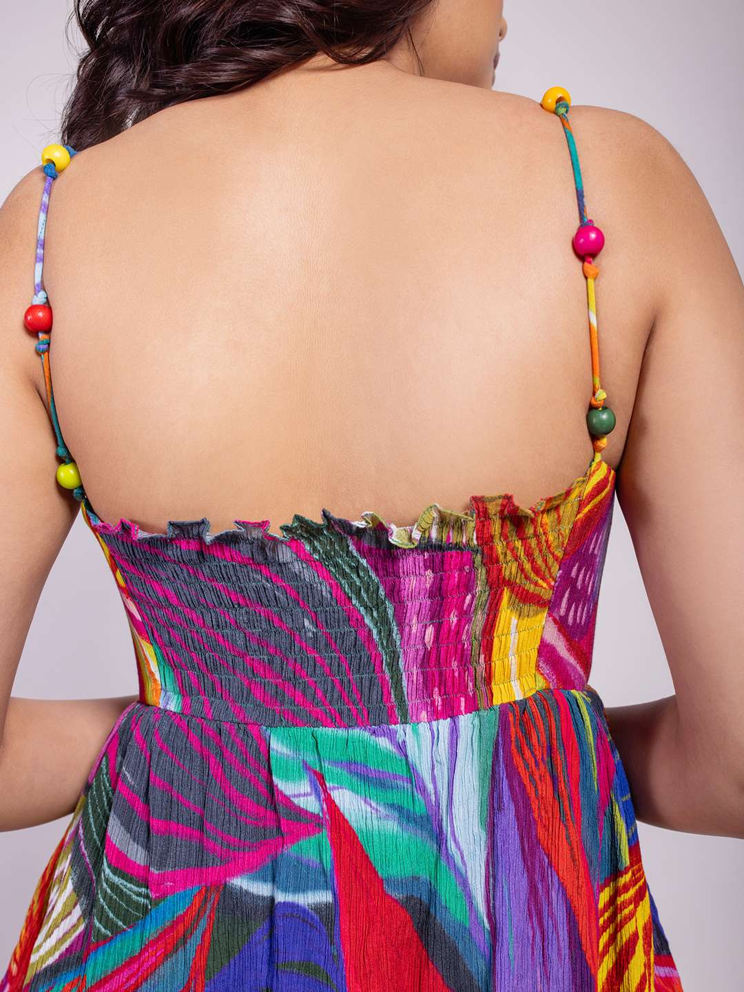 Leafora Printed Ruffled Dress