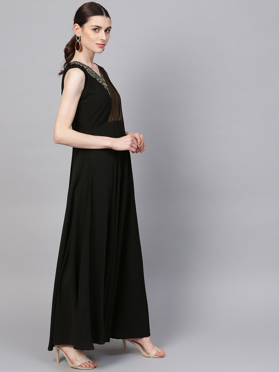 Black & Gold Draped Dress