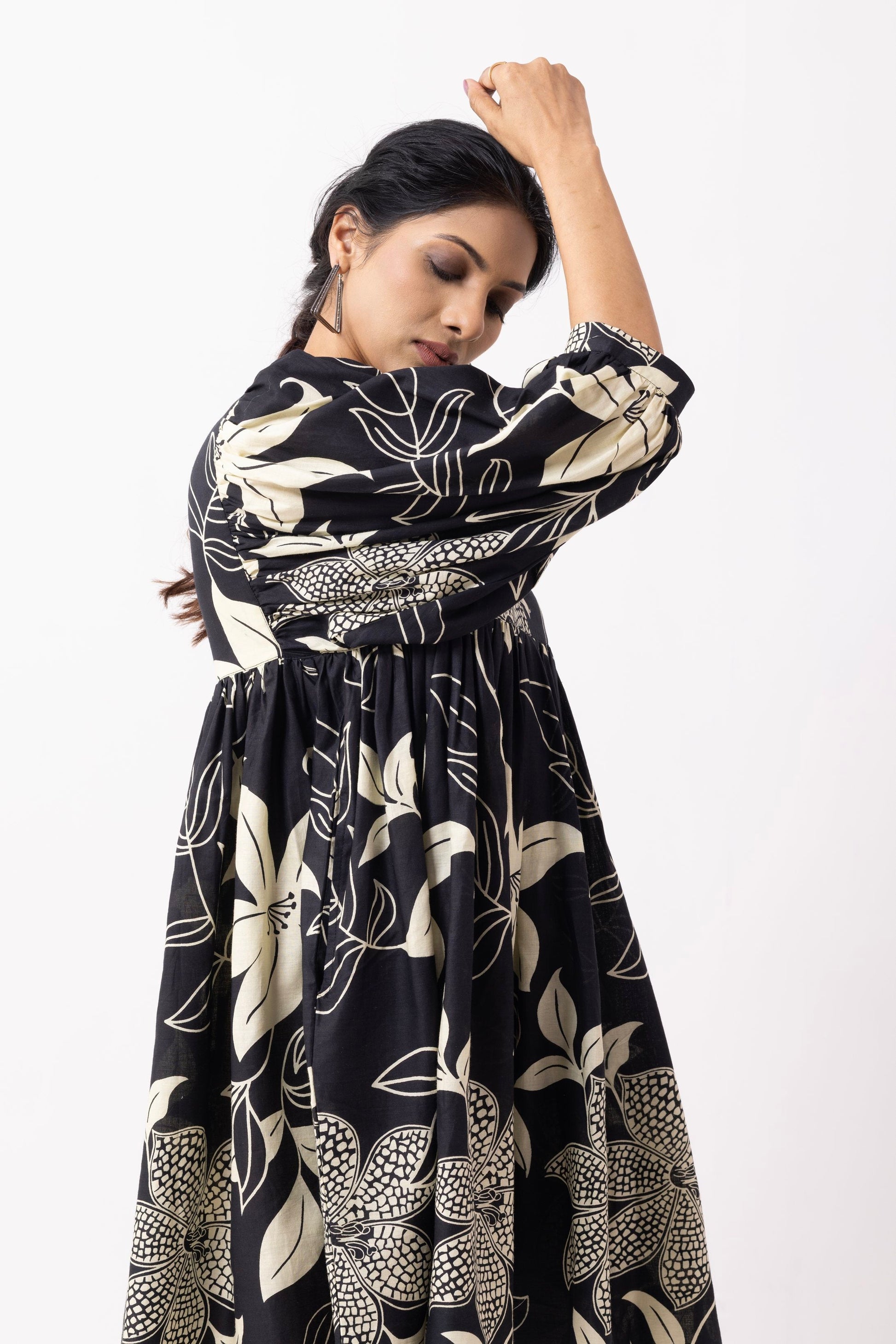 Black Block Printed Tahiti Dress- IC