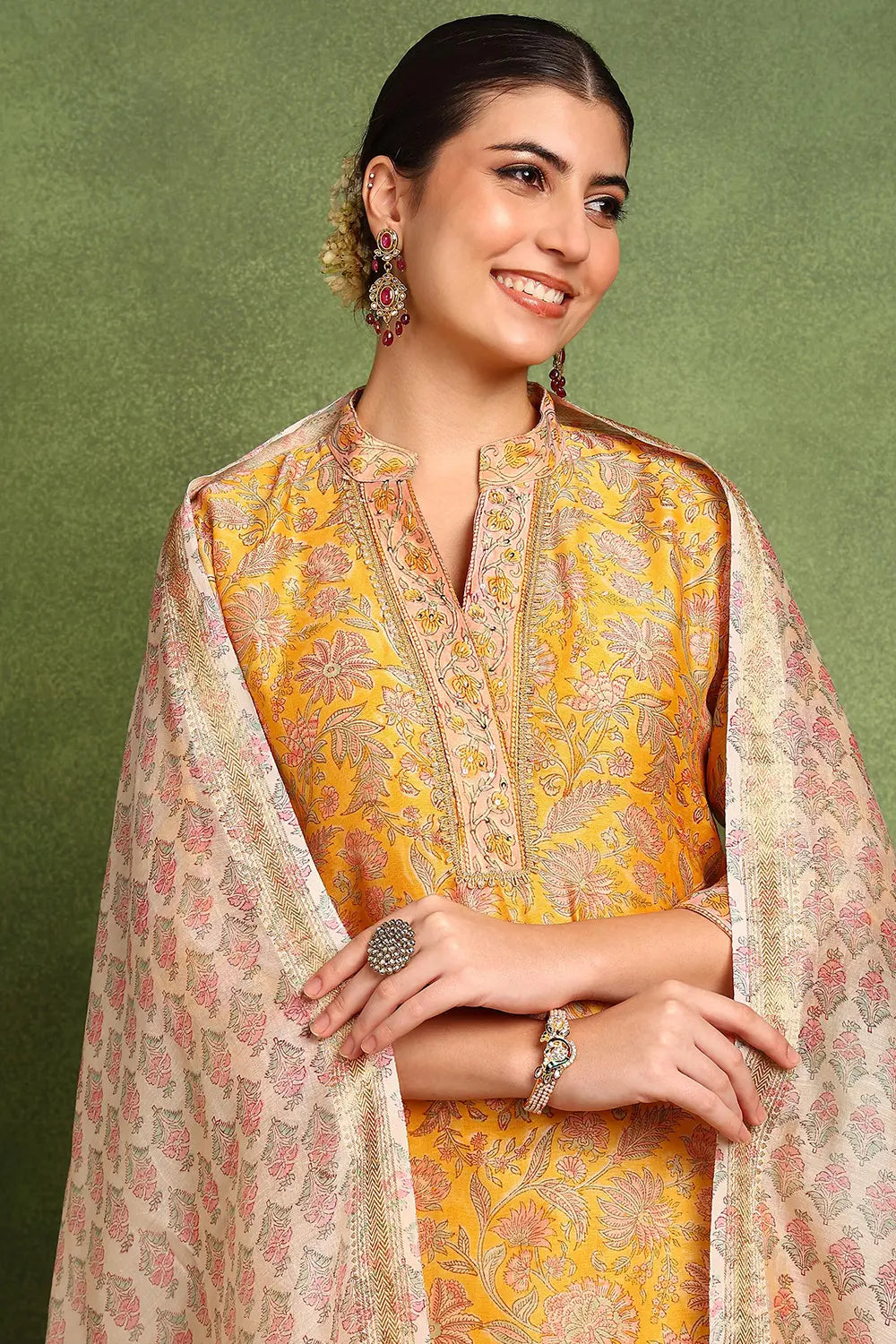 Yellow Chanderi Silk Kurta