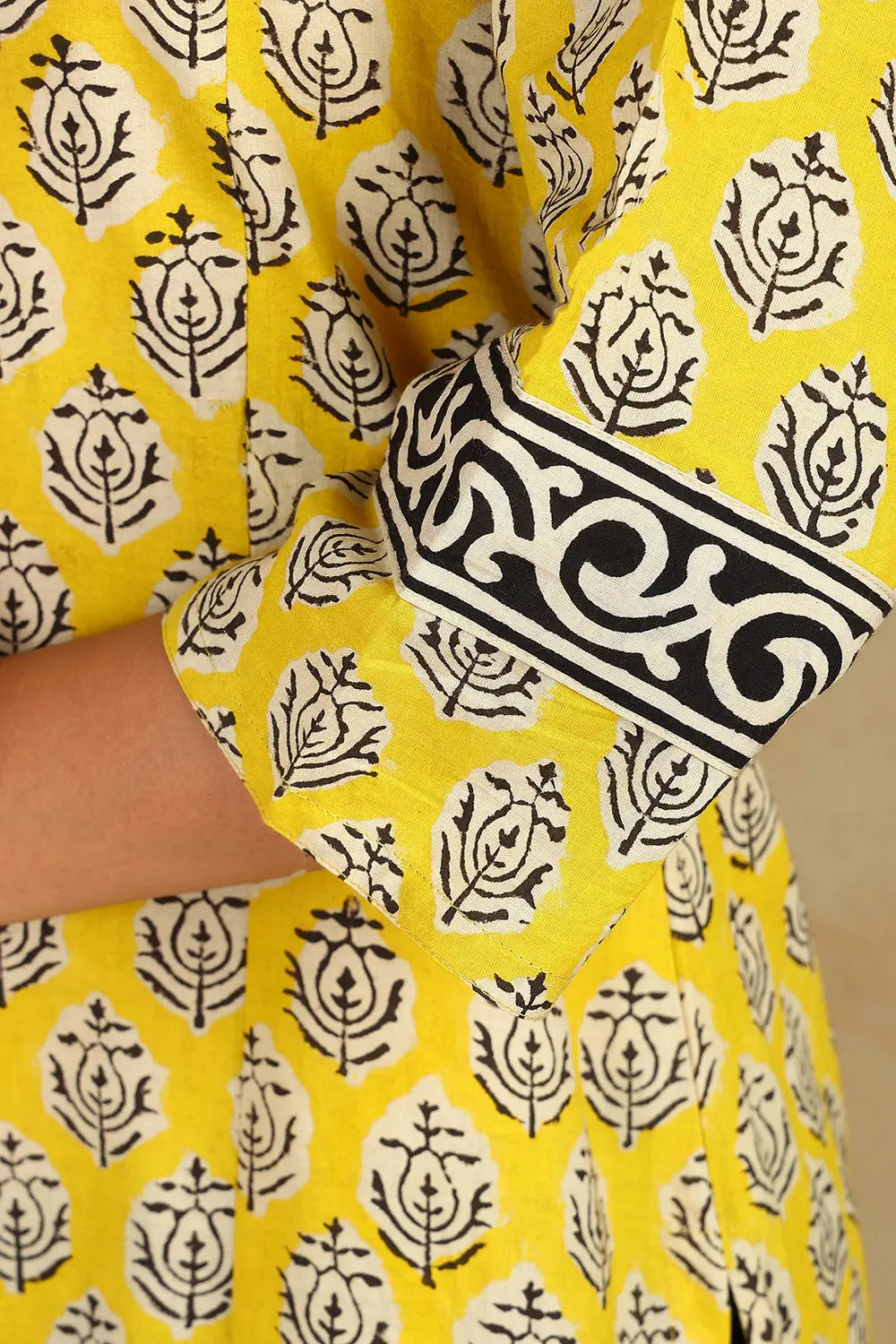 Yellow Straight Bagru Kurta