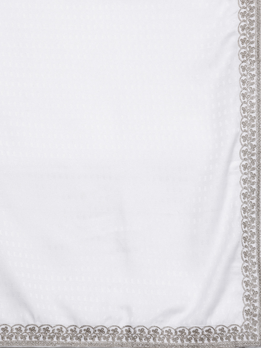 White Ethnic Motifs Embroidered Aari Work Pashmina Kurta with Salwar & With Dupatta