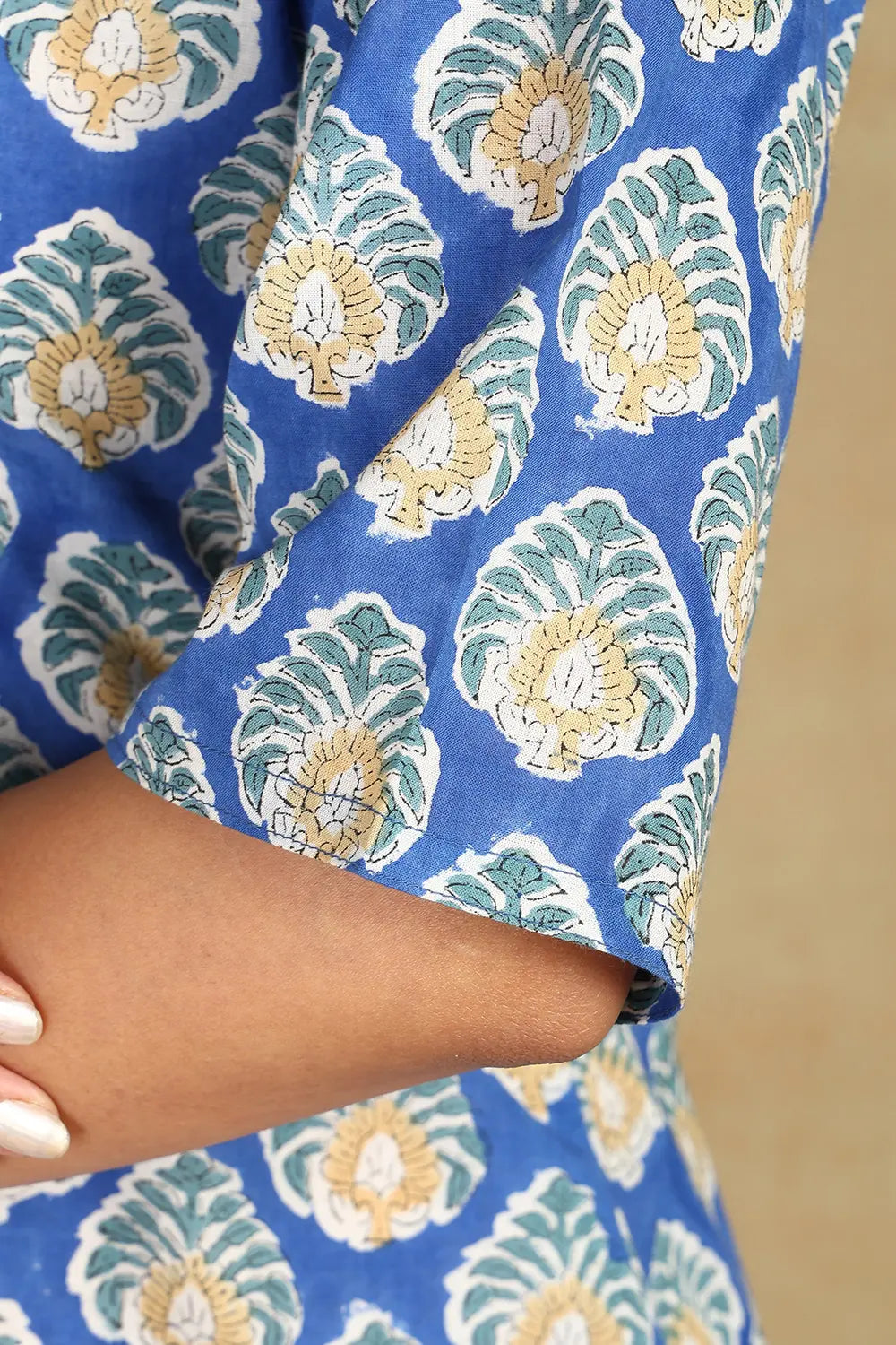 Blue Sanganeri Short Kurta