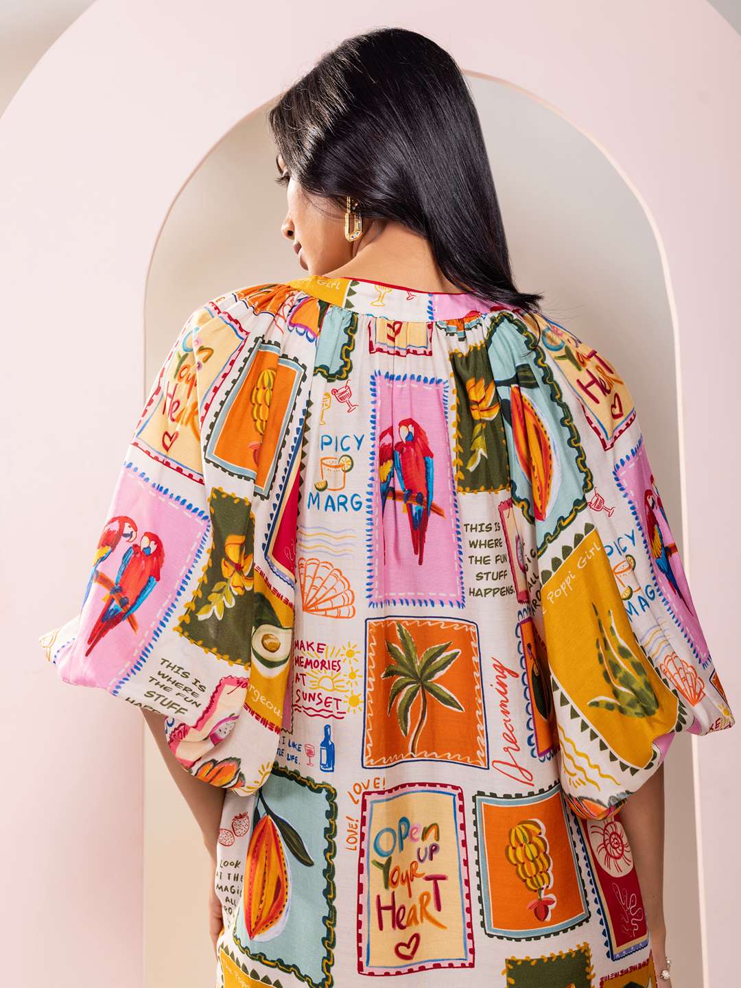 Stamp Printed Mini Dress
