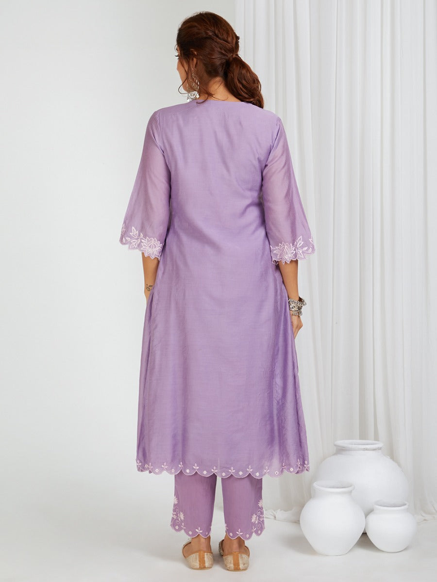 Lilac Embroidered Organza Dupatta