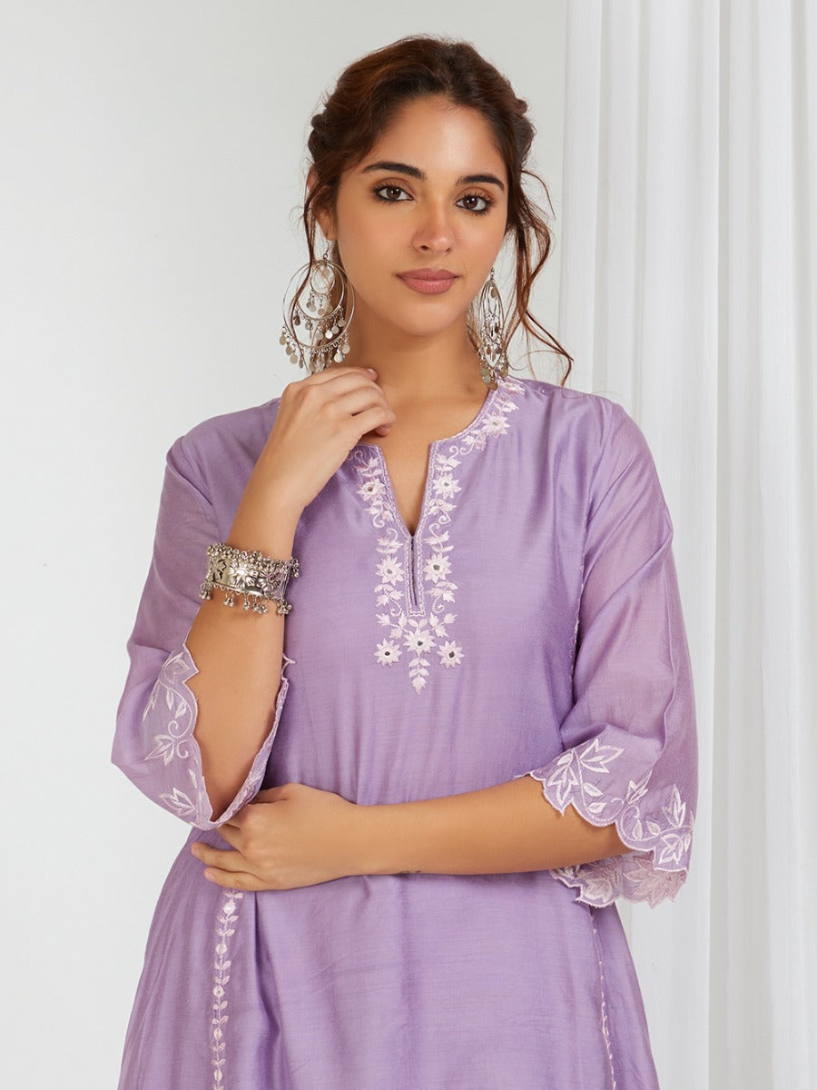 Lilac Embroidered Organza Dupatta