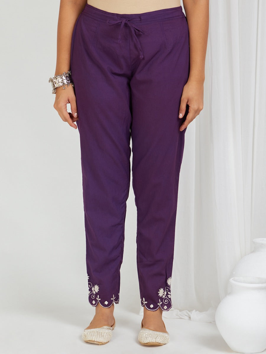 Purple Embroidered Organza Dupatta