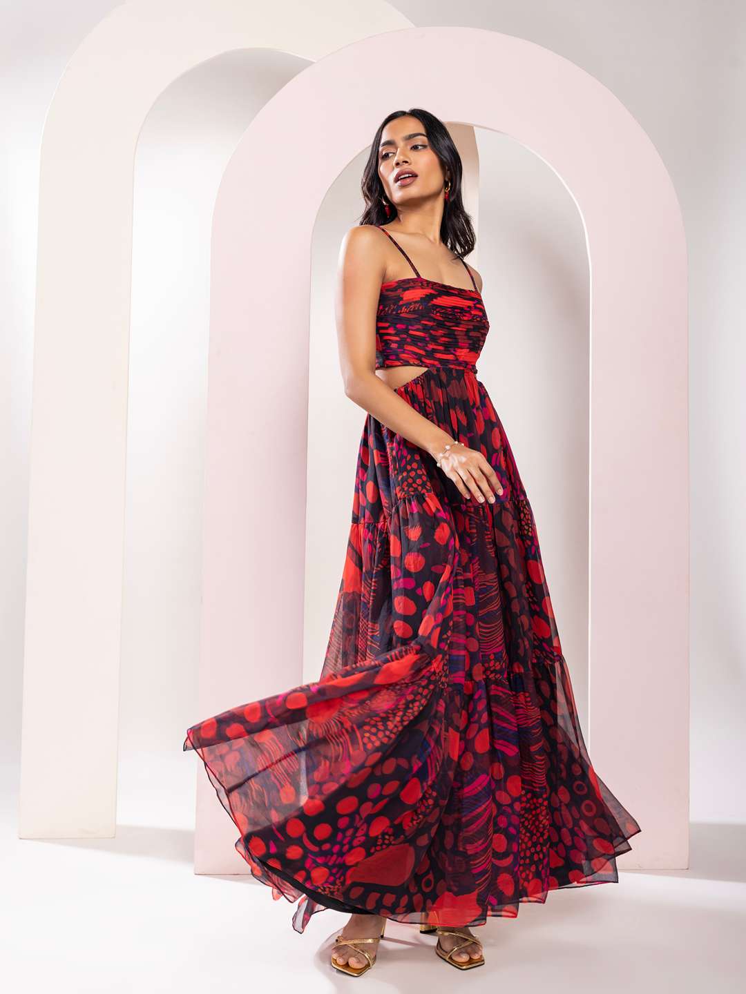 Daze Printed Strappy Maxi Dress