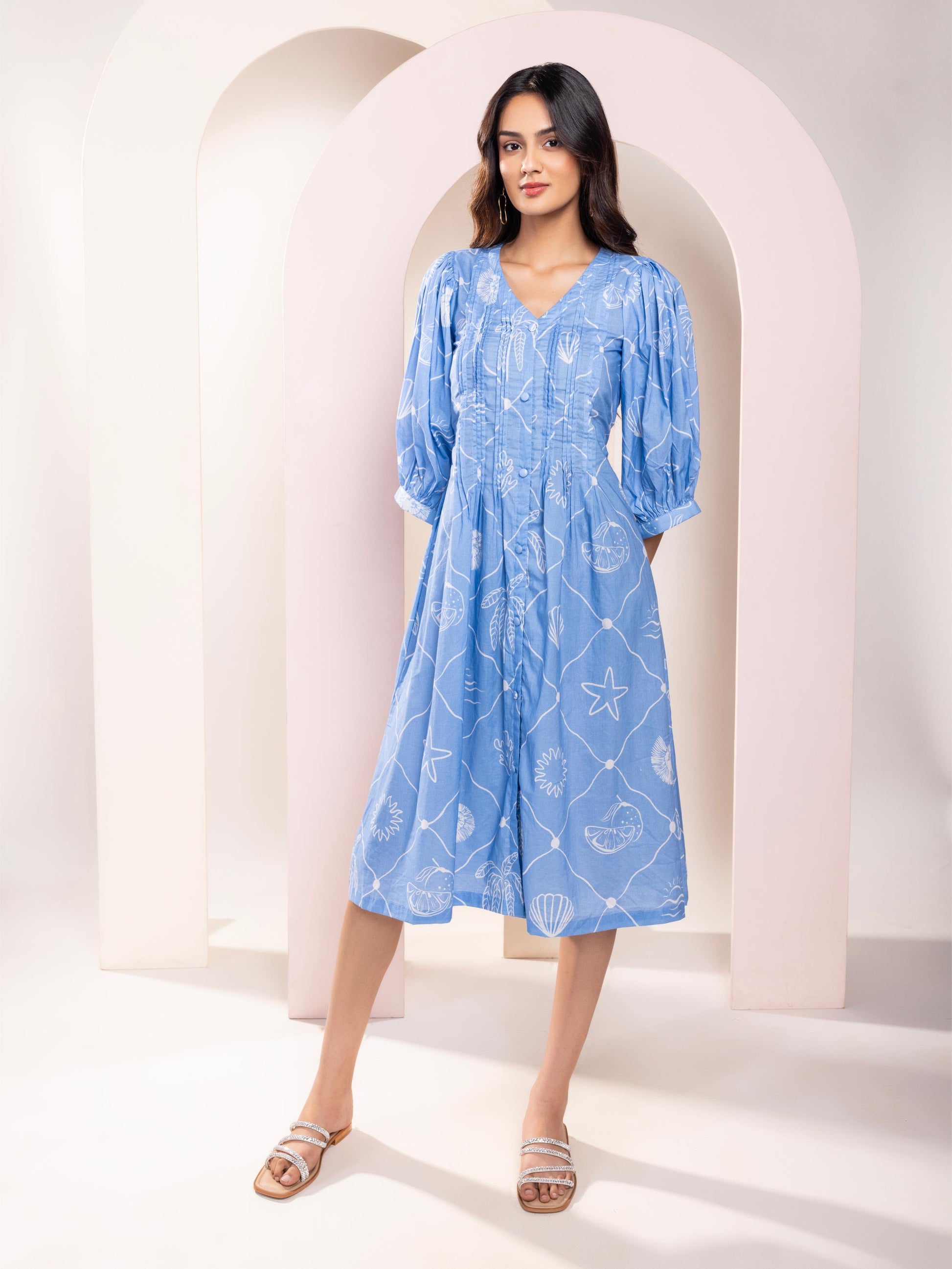 Seascape Blue Midi Dress