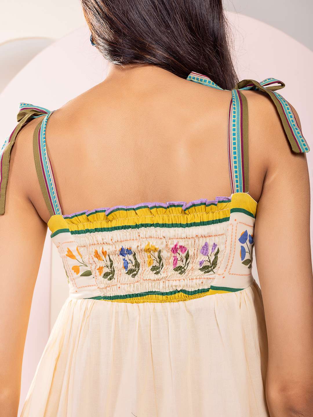 Folk Printed Strappy Midi Dress