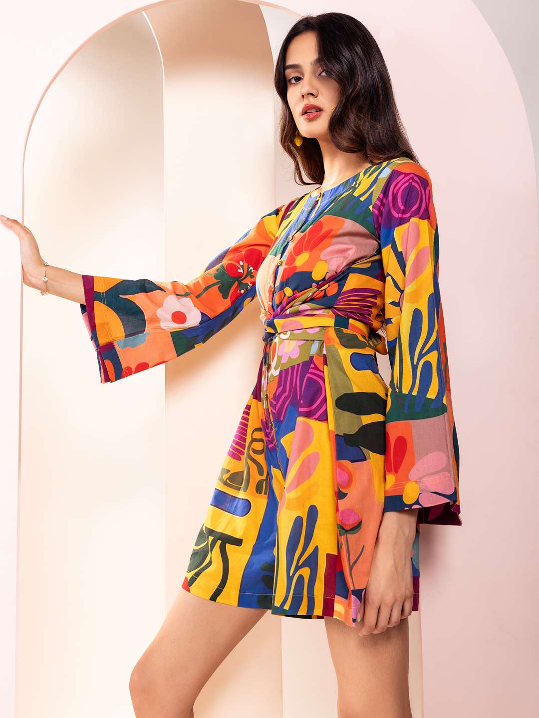 Retro Printed Mini Jumpsuit