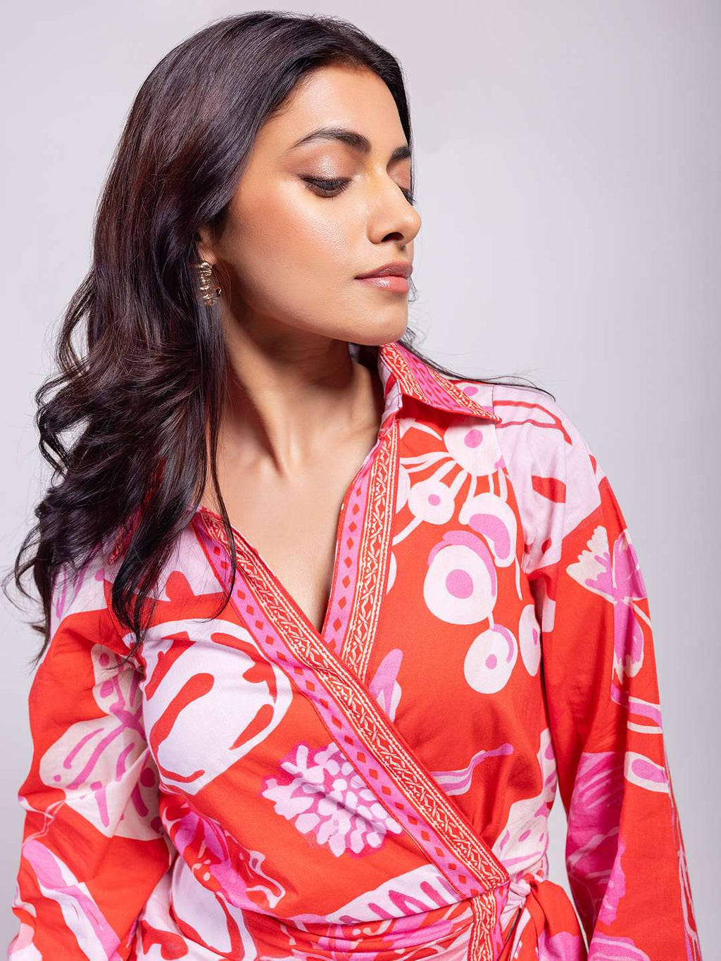 Monstera Printed Wrap Dress