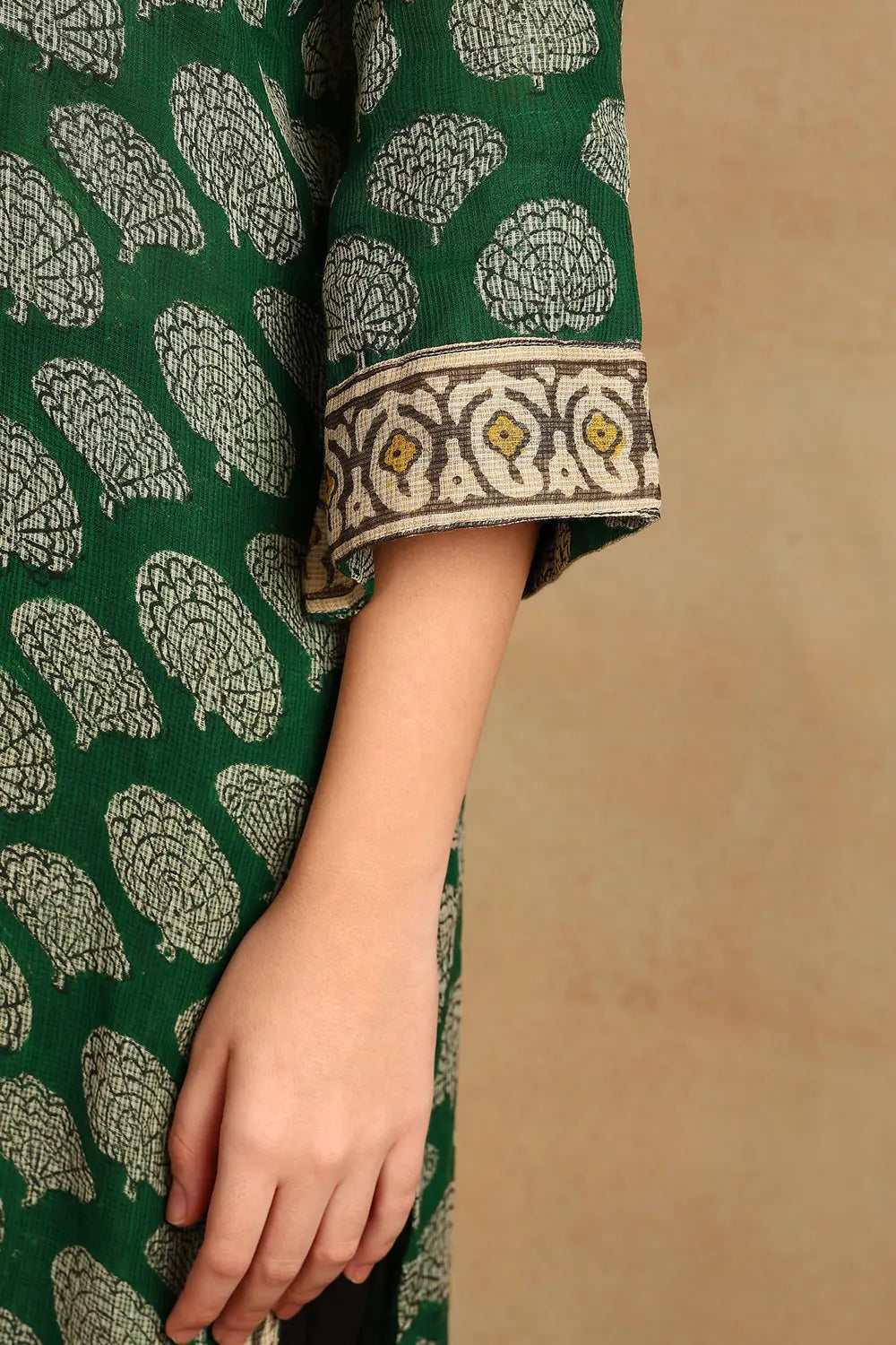 Green Kota Doria Kurta