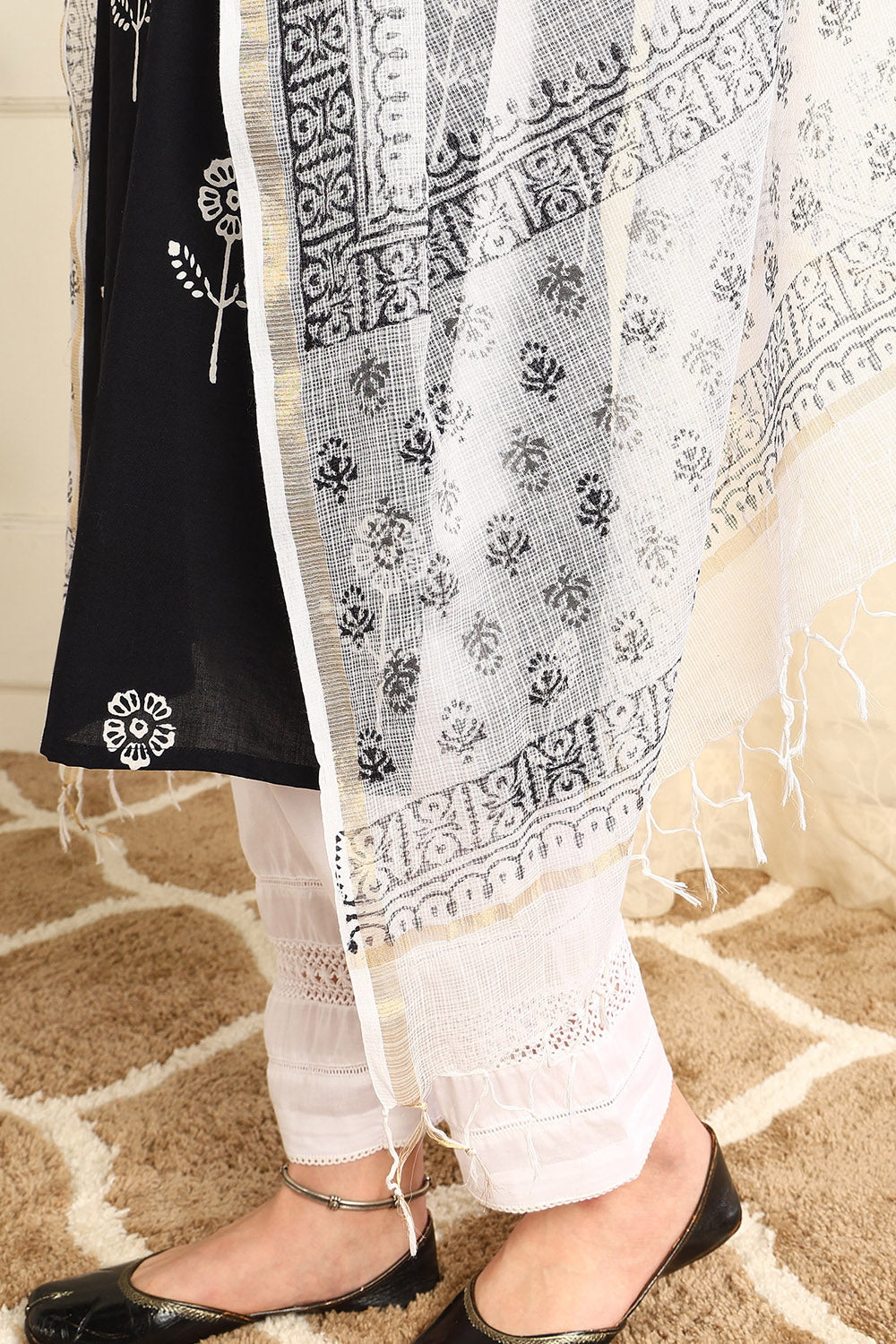 White/Black Kota Doria Dupatta