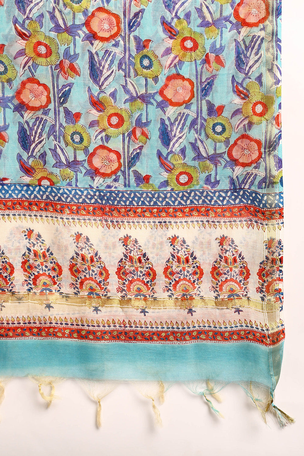 Blue Chanderi Silk Dupatta