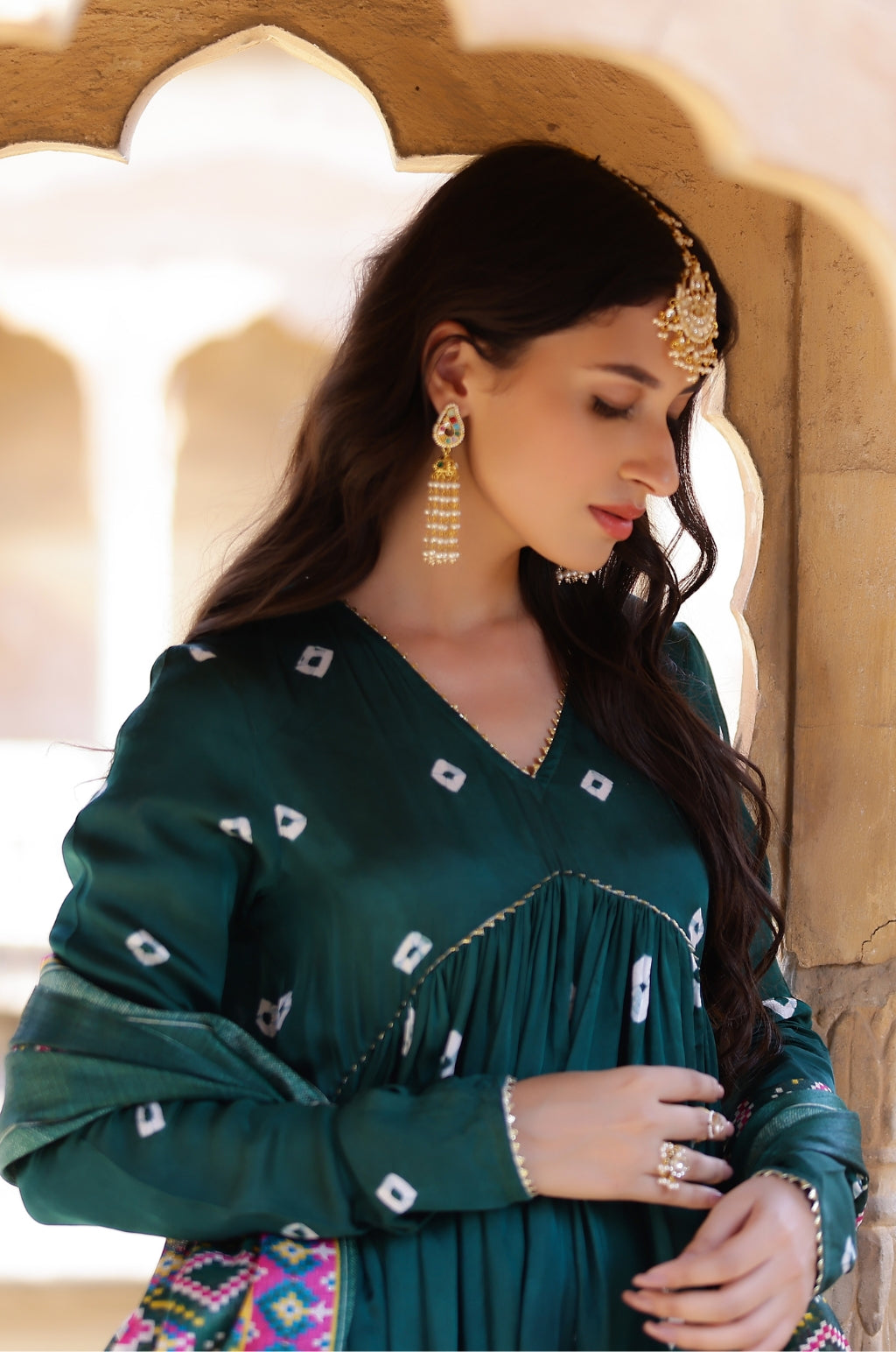 Bandhani Anarkali Modal Satin Kurta