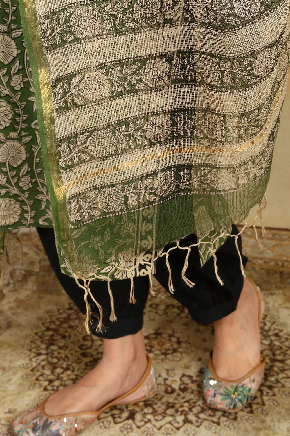 Green/Cream Kota Doria Dupatta