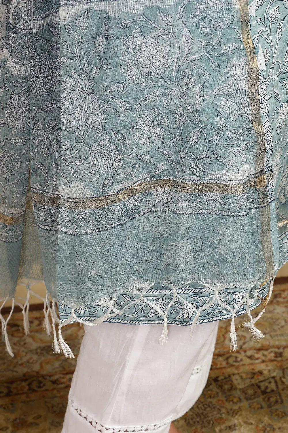 Grey/White Kota Doria Dupatta