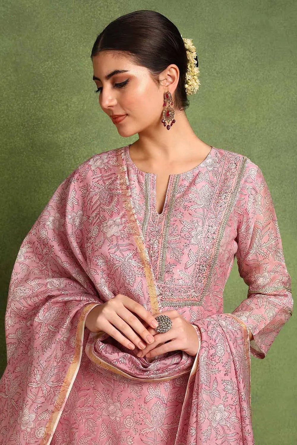 Pink Chanderi Silk Dupatta