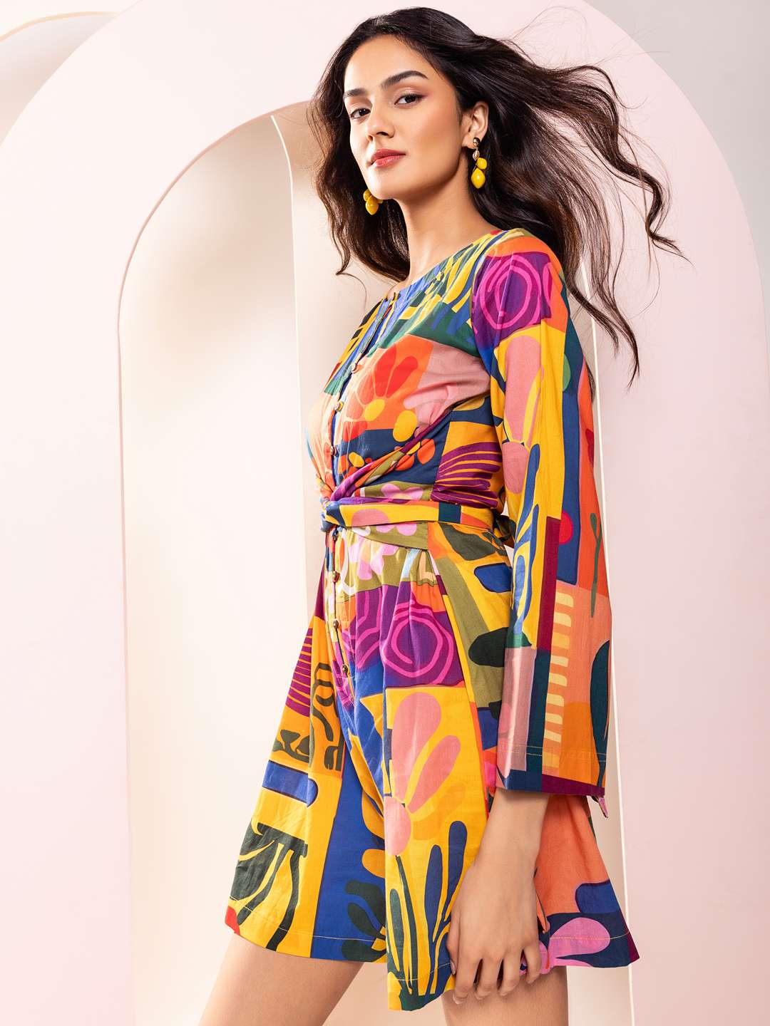 Retro Printed Mini Jumpsuit