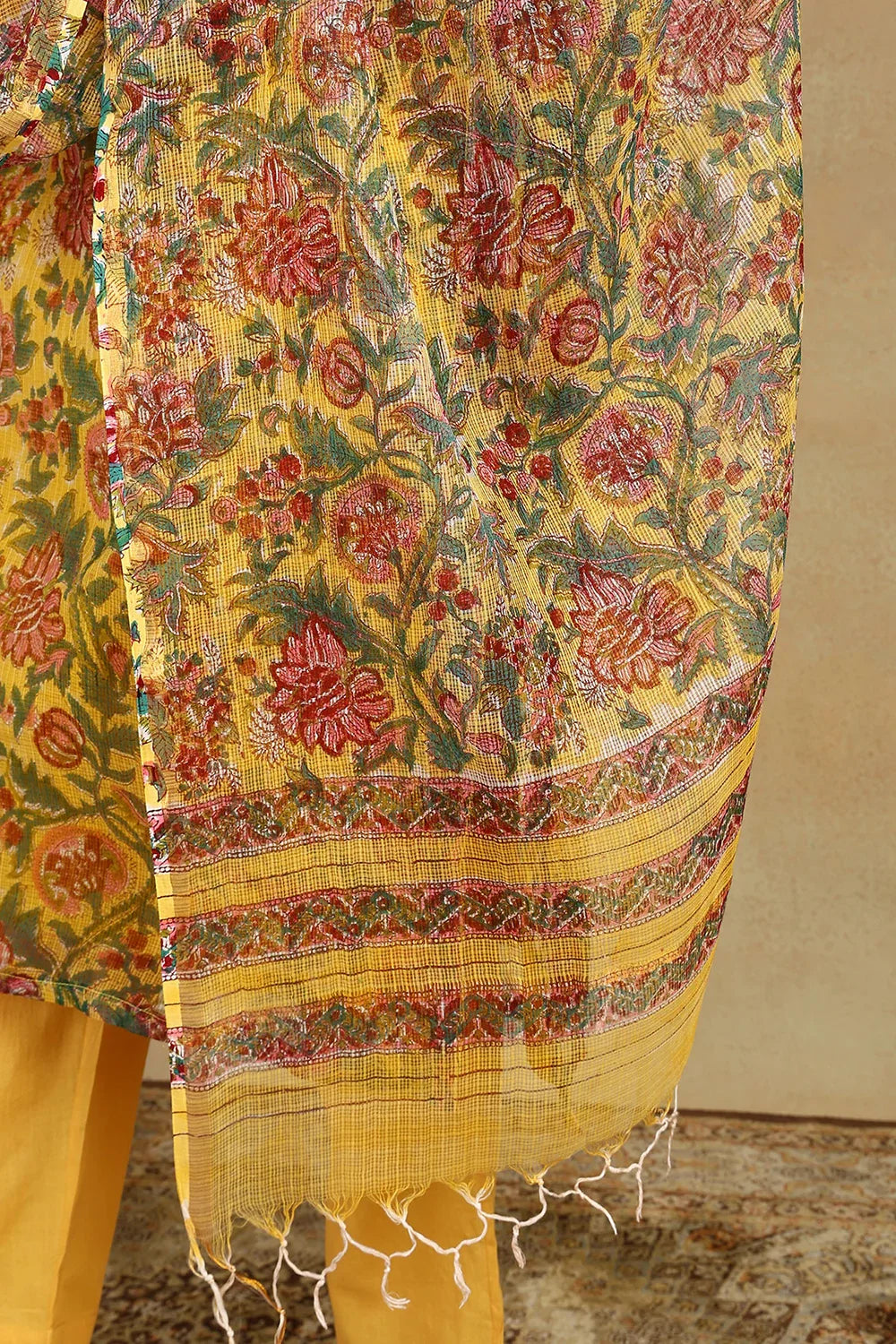 Yellow Kota Doria Dupatta