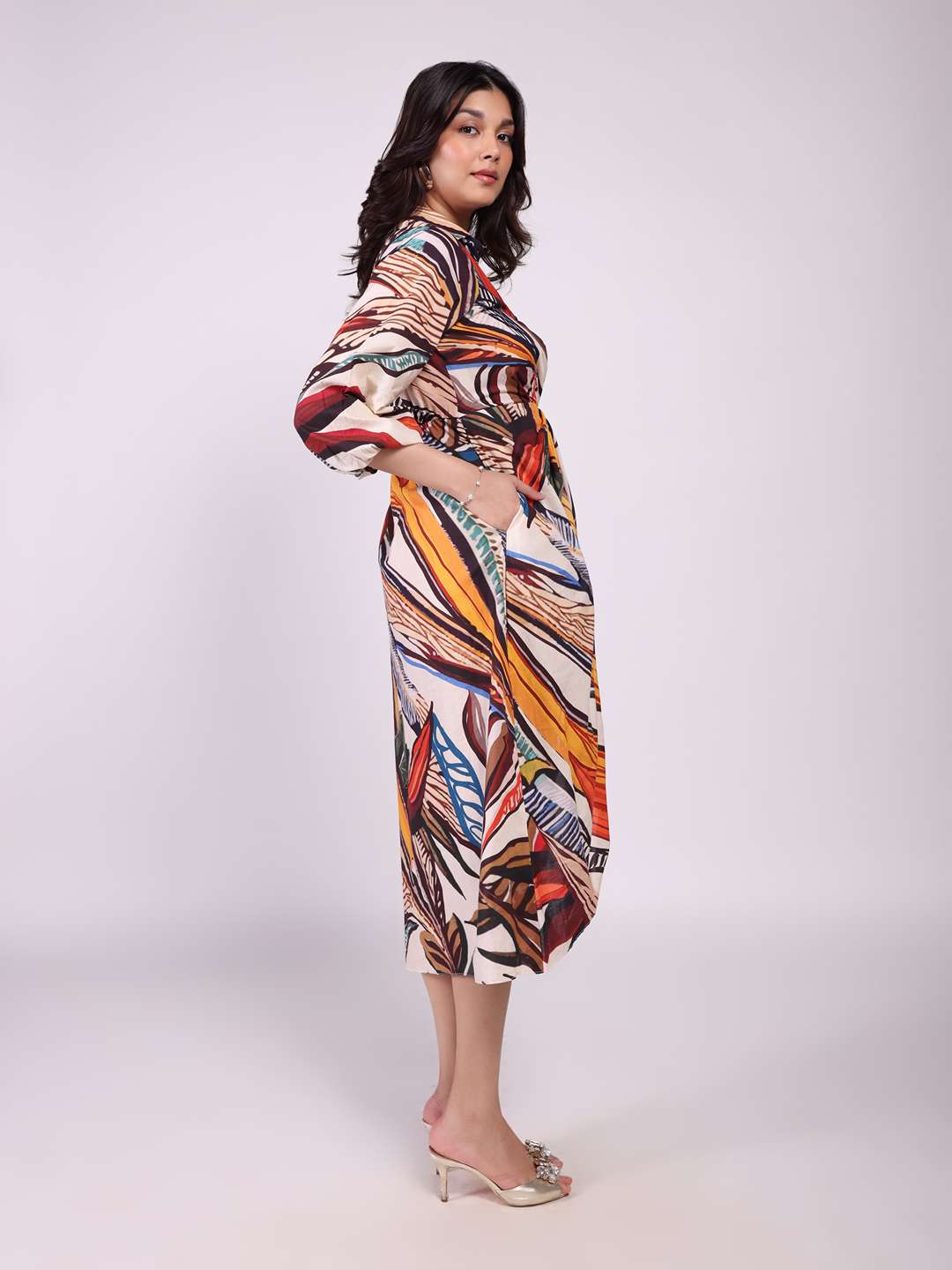 Cinnamon Printed Wrap Dress
