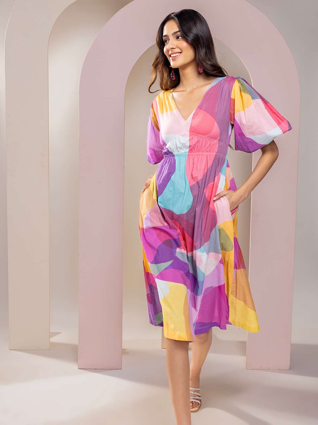 Sway Printed V-neck Dress