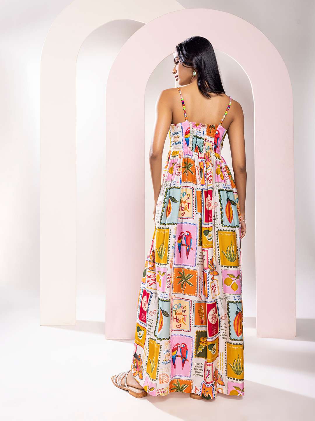Stamp Printed Maxi Dress