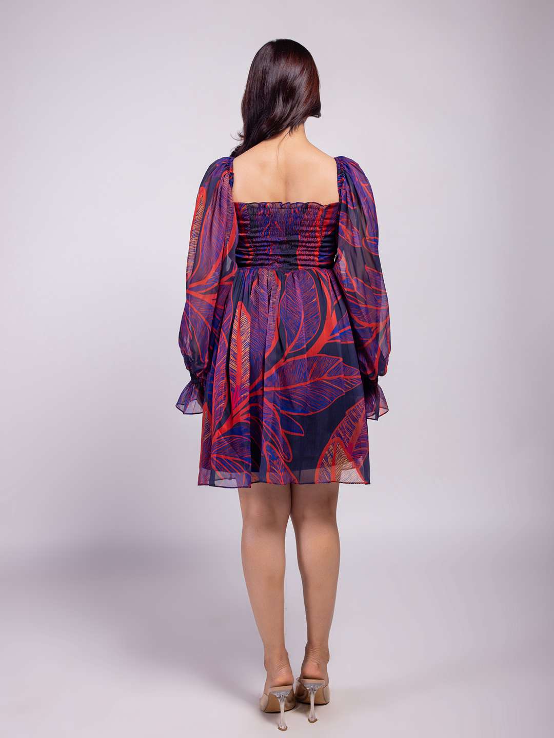 Foliage Printed Mini Dress
