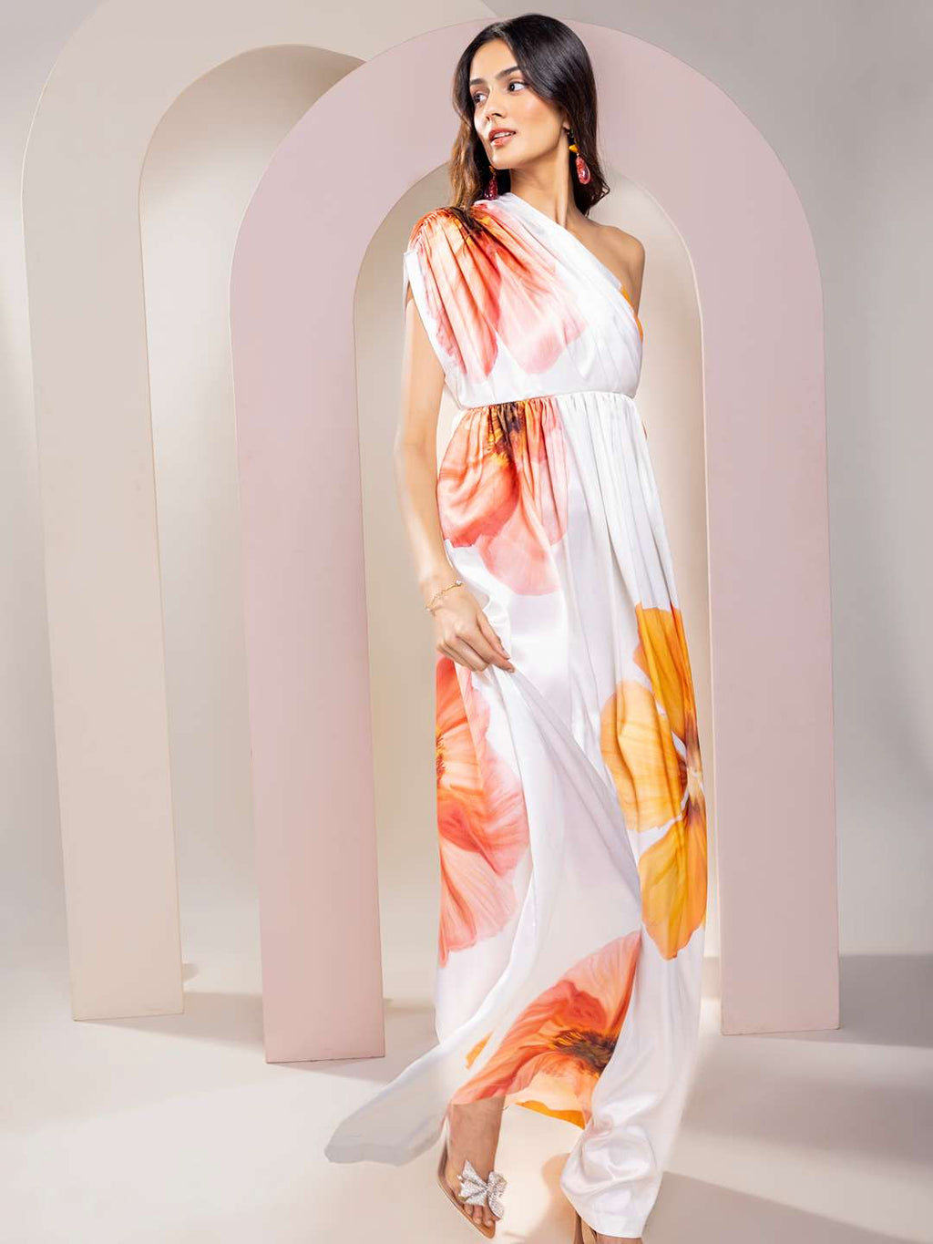 Sunbloom Printed One Shoulder Maxi Dress