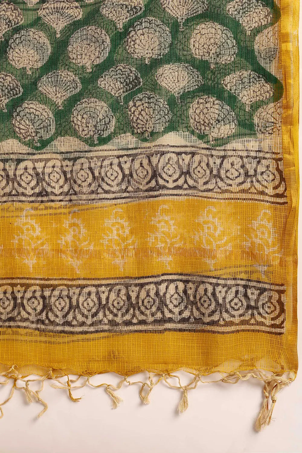 Green/Mustard Kota Doria Dupatta